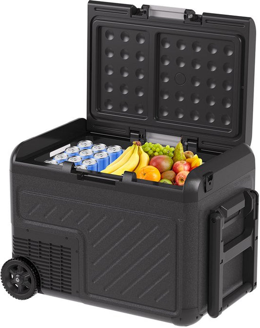 Auronic Electric Cool Box - Compresseur - Avec roues - 12V 230 Volt - Voiture - 40L - Frigobox - Noir/Gris