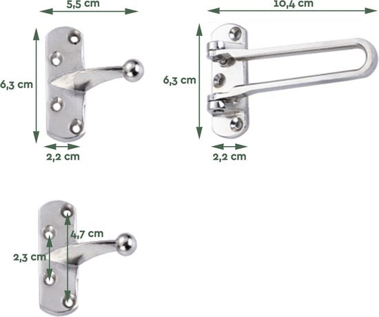 BRASQ Arrêtoir de porte avec matériel de fixation, argent - Sécurité des portes - Protection contre les effractions