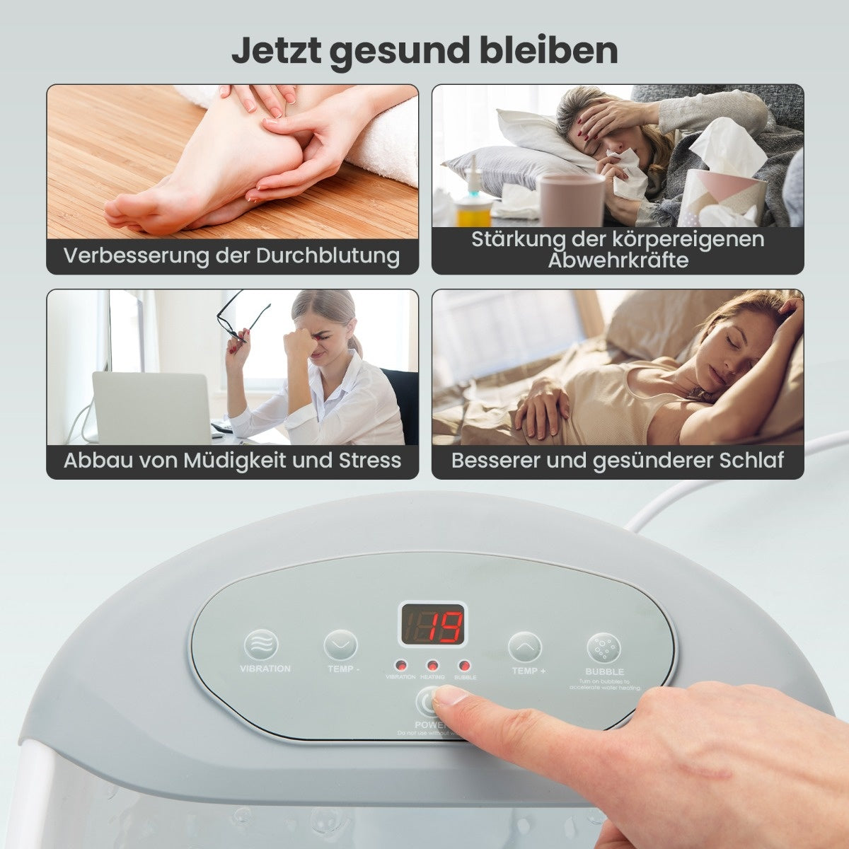 Bain de pieds Coast avec pierre de pédicure amovible 1 heure d'arrêt automatique gris