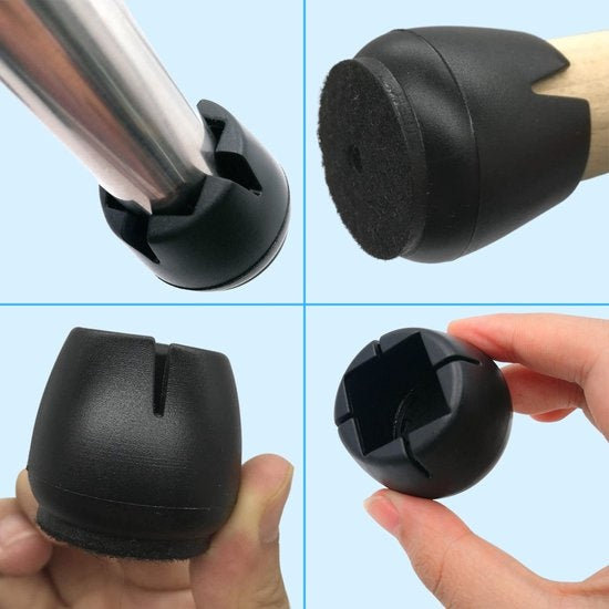 Protecteurs de pieds de chaises Protecteur de sol Ø22-25 mm - Capuchons de pieds de chaises Capuchons de meubles 24 pièces - Capuchons de chaises ronds et carrés Protecteur de sol Chaises - Earkings Black