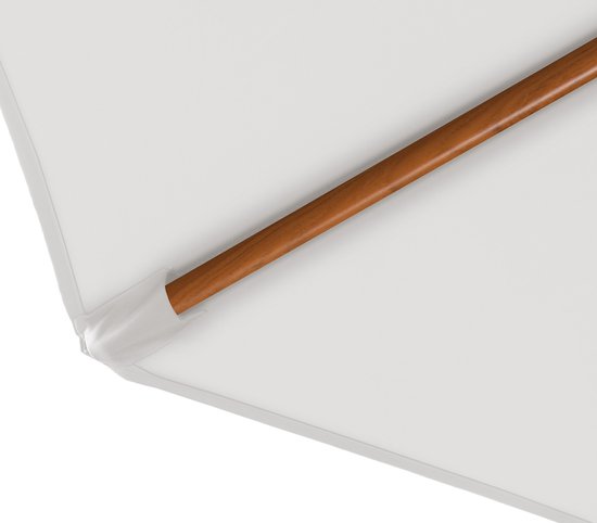 Parasol suspendu AXI Marisol Ø 300 cm, aspect bois/beige, housse incluse – Armature en aluminium thermolaqué avec pied en croix – Rotation à 360° – Inclinable – Toile anti-UV