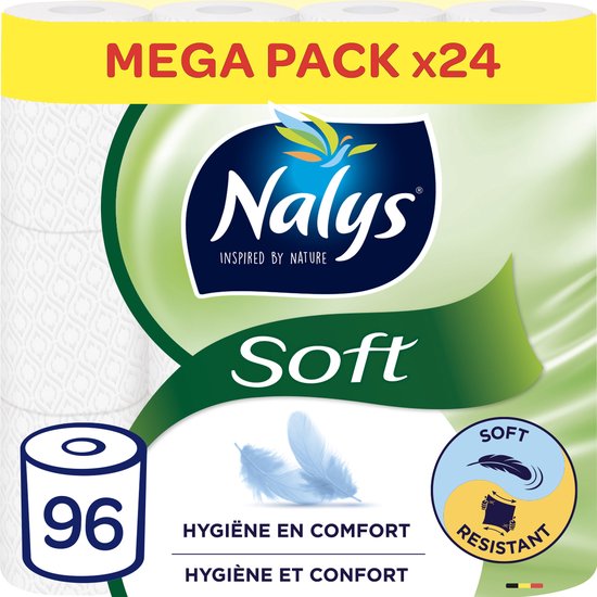 Papier hygiénique Nalys Soft White - 2 couches - 96 rouleaux