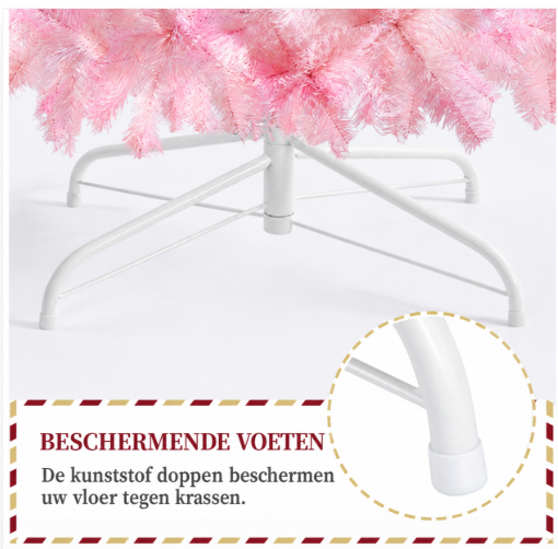 Sapin de Noël artificiel Yaheetech 154 cm - Rose - 398 branches - Pied pliable