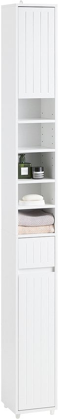 SoBuy BZR160-W Meuble de salle de bain haut - Bois composite blanc avec tiroir et portes