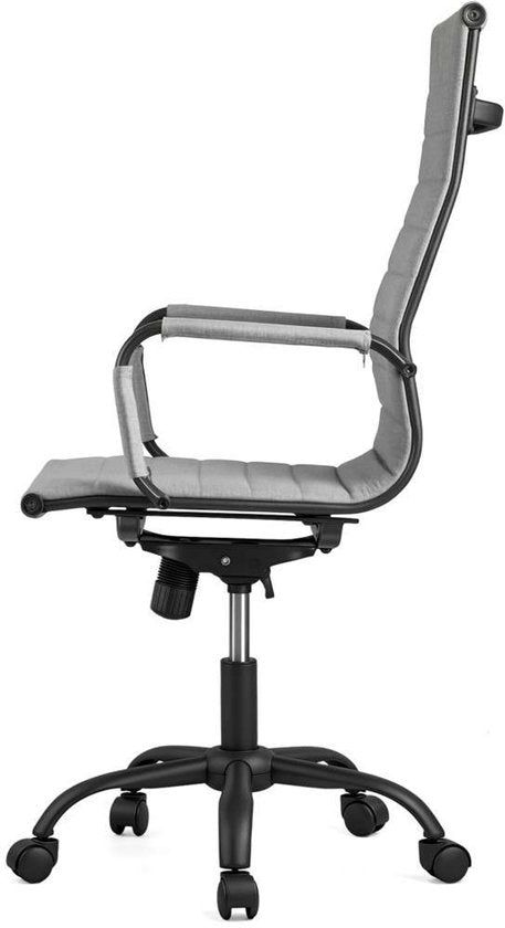 Feel Furniture - Fauteuil de bureau de luxe - Dossier haut - Gris clair avec structure noire mate