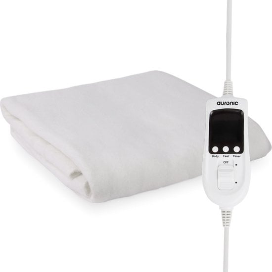 Couverture chauffante Auronic - 1 personne - Lavable - 70x150cm - Blanc