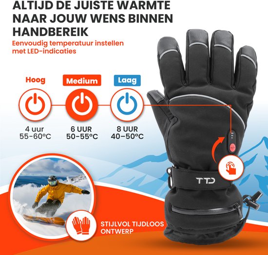 TTD® Gants chauffants Deluxe L - Cuir PU - Gants chauffants