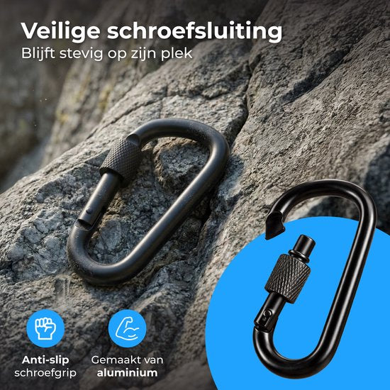 Mousqueton Nuvance - Lot de 5 - Mousqueton porte-clés - 77 mm - Mousqueton - Carabiner