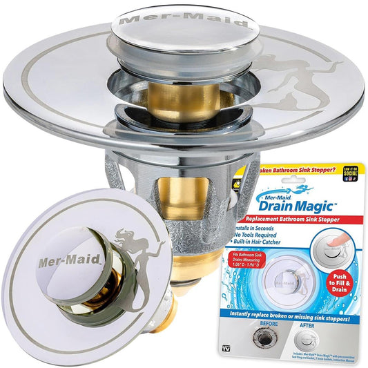 Bouchon de siphon Mer-Maid Drain Magic - Chrome/Laiton