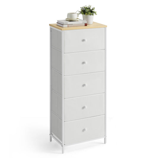 Commode Songmics à 5 tiroirs - Jaune camel/blanc crème - 29,8 x 45 x 112,3 cm