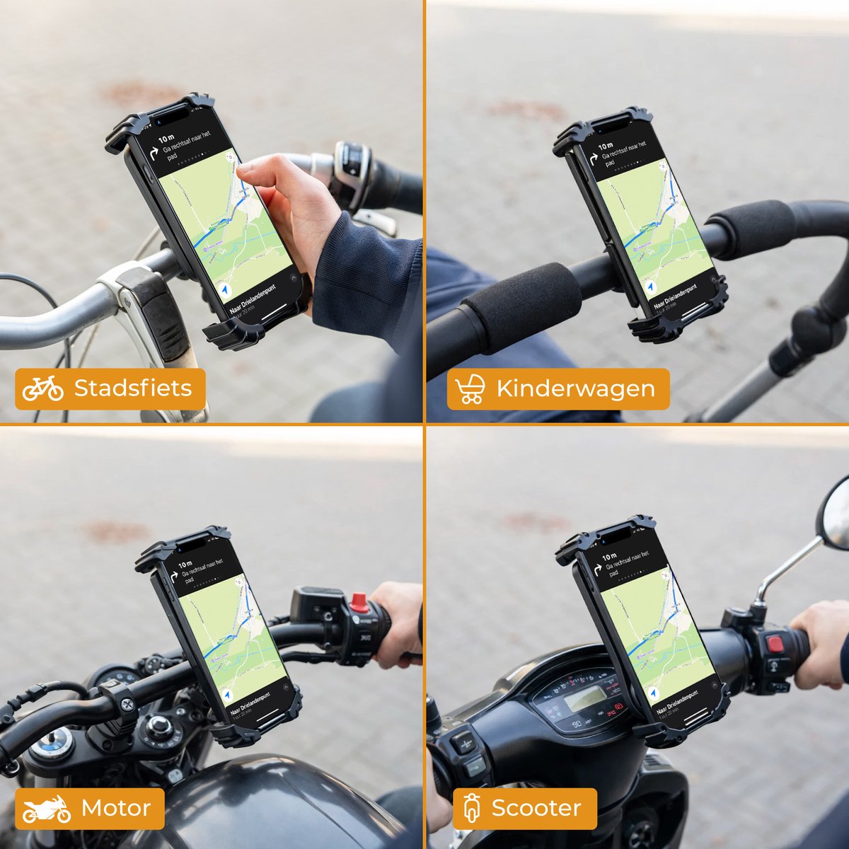 Support de téléphone pour vélo Nuvance - Rotation à 360° - Pour écrans de 4,7 à 6,8 pouces - Noir