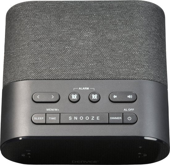 Denver Radio-réveil avec chargeur sans fil - Réveil numérique - Radio FM - Double alarme - Variateur - CRQ107 - Noir