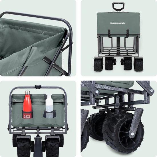 LifeGoods Chariot - Pliable - Capacité de charge 80KG - 94L - Polyester lavable - Vert