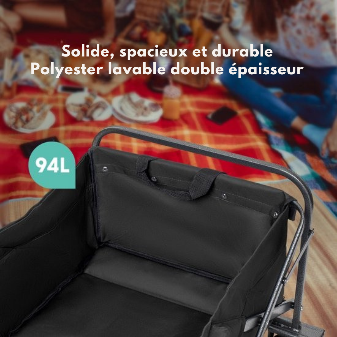 LifeGoods Wagon - Pliable - Capacité de charge 80KG - 94L - Polyester lavable - Noir