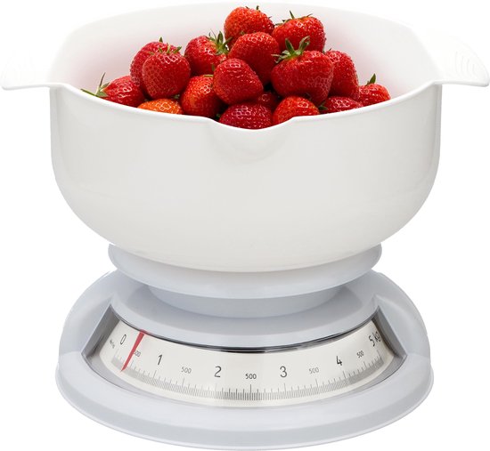 alpina Kitchen Scales with Bowl - Balance analogique - jusqu'à 5 kg - Blanc