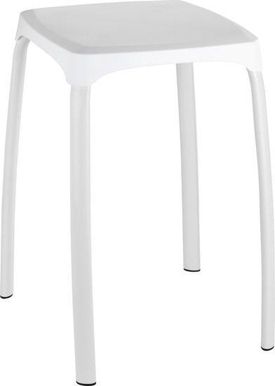 Tabouret de salle de bain WENKO Losani 29 x 47 cm blanc - Tabouret de douche - Siège de douche - Chaise de douche - Capacité de charge max. 120 kg