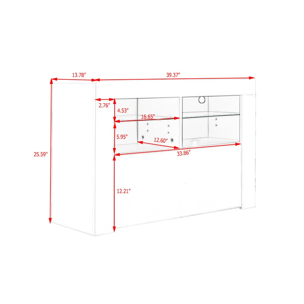 Meuble TV moderne 100 cm - Avec éclairage LED RGB - Noir