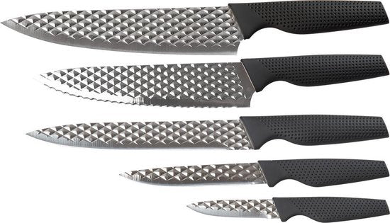 Set de couteaux Harry Blackstone Airblade - Couteaux de cuisine tranchants et résistants - Couteaux de chef avec revêtement antiadhésif - Set de 5 couteaux pour toutes les occasions