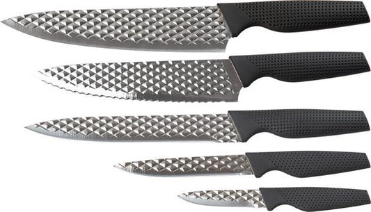 Set de couteaux Harry Blackstone Airblade - Couteaux de cuisine tranchants et résistants - Couteaux de chef avec revêtement antiadhésif - Set de 5 couteaux pour toutes les occasions