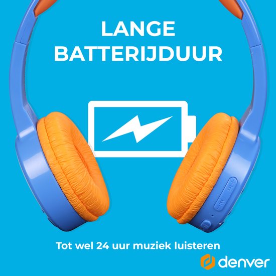 Casque Denver Kids - Bluetooth - Sans fil - Jusqu'à 85db - Casque Kids - Microphone intégré - BTH107BU