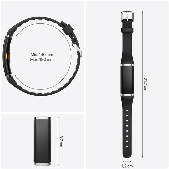 Traceur d'activité - Etanche IP68 - Mesure la fréquence cardiaque, le SpO₂ et le sommeil - Podomètre - Aluminium anodisé - BREND App - Gris - BREND BR-2249