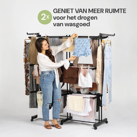Vitapur Clothes Rack Collapsible - Drying Rack - Clothes Rack Collapsible - Drying Tower on Wheels - Clothes Rack Collapsible - Mobile - Black