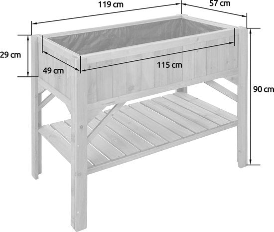 tectake® - Jardinière haute avec étagère - Pépinière - Boîte à boutures - 119x53x90cm - 403232