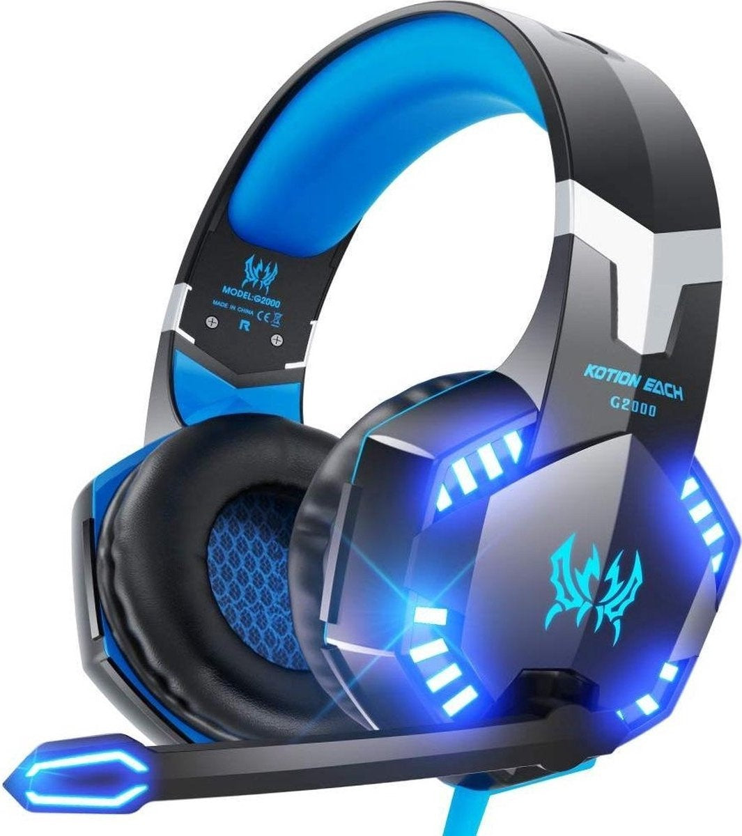 KOTION Casque de jeu EACH G2000 - Noir/Bleu - Convient pour PS5, Xbox Series X, Windows et Switch
