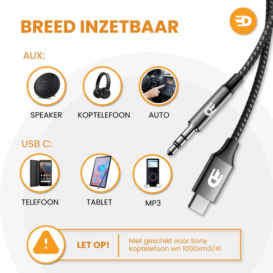 Drivv. Câble USB C vers AUX - nylon - 1 mètre