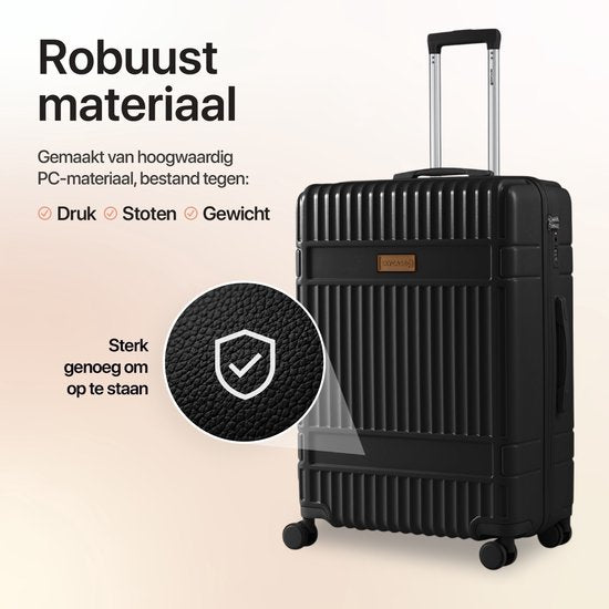 SKYCASES Classic Heritage - Grande valise de voyage - Serrure TSA - 76x52x30 cm - 100L - Valise roulante XL - Roues silencieuses à 360° - Légère - Trolley - Noir