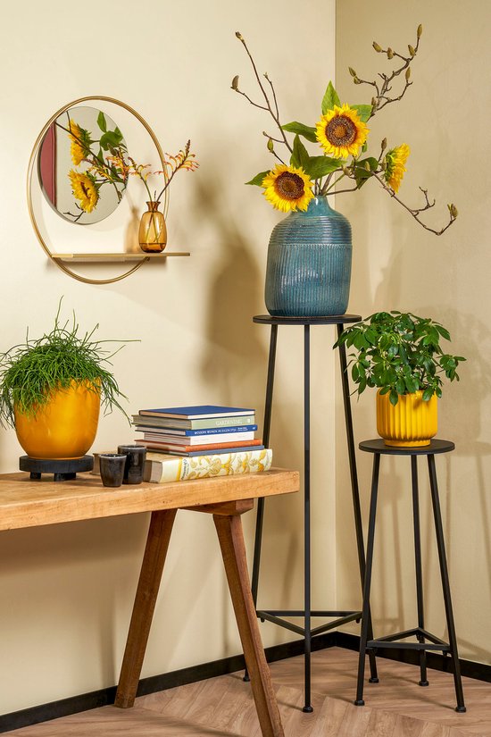 Mica Decorations Table à plantes - H120 x Ø35 cm - Métal - Noir