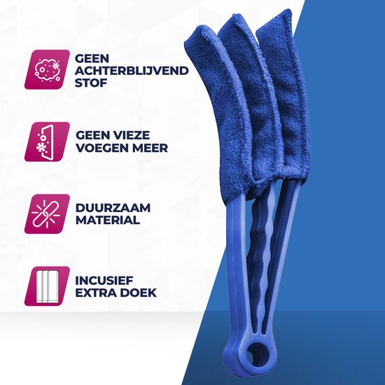 Nettoyeur de stores - Nettoyeur de lamelles - Plumeau - Bleu - y compris nettoyeur de joints