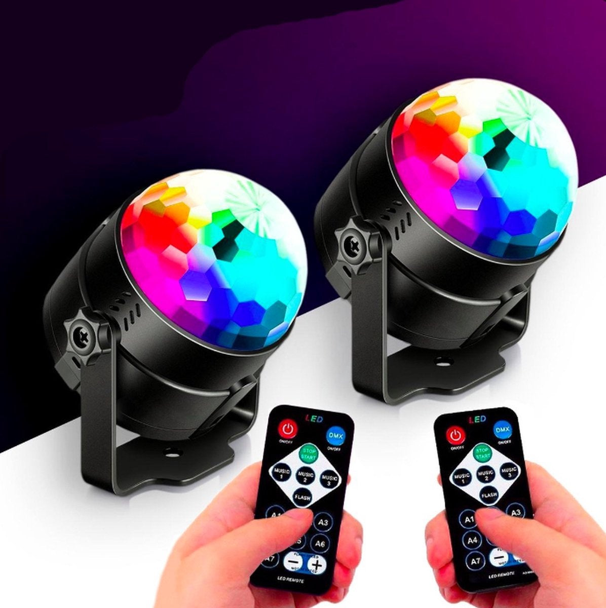 Lampe Disco 2 Pièces - Enfants et Adultes - Lampe Disco - 2 Lampes Disco - Avec Télécommande