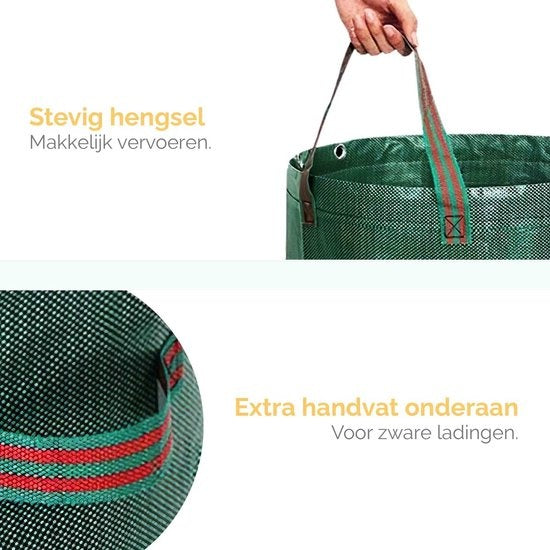 Goliving Sac à déchets de jardin - Lot de 2 sacs à déchets de jardin pliables - Sac de jardin - Poubelle de jardin - 2x 280 litres - Vert