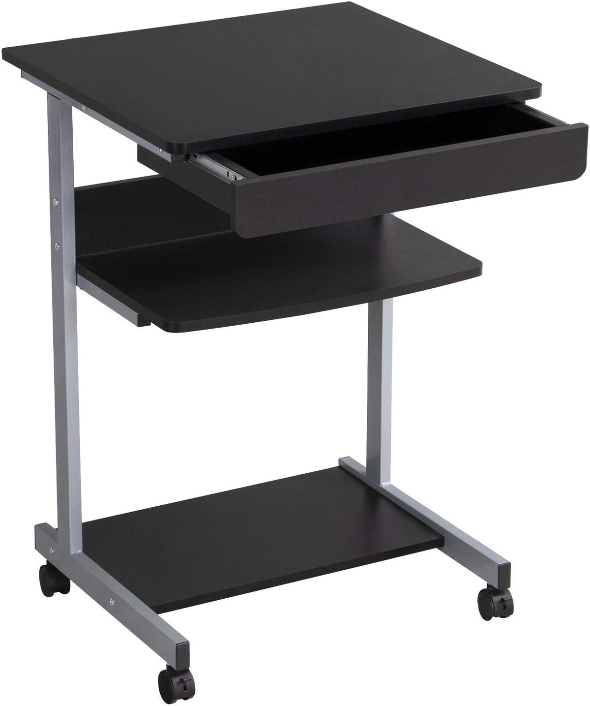 Petit bureau d'ordinateur portable Yaheetech 56 x 51 x 80 cm - Noir - avec roulettes