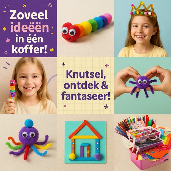 Vaive Craft Case 1432-pièces - Crafting Girls - Beads, Feathers, Pompoms & Wiggle Eyes - Craft Set - Crafting Supplies - Crafting kits