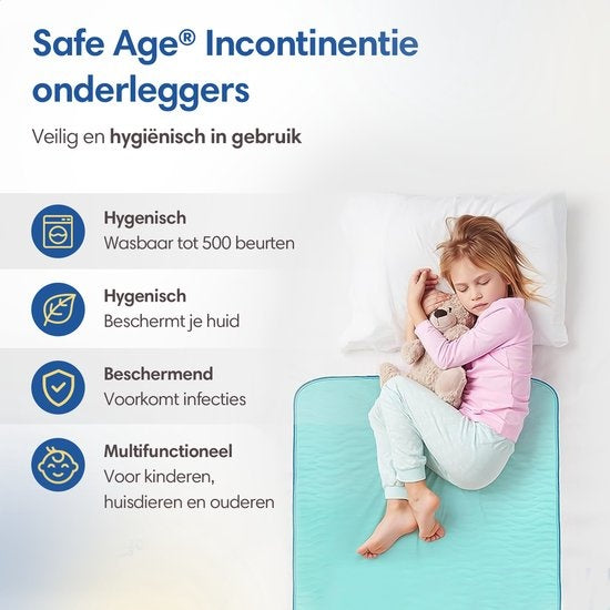 SafeLife alèses lavables pour l'incontinence des adultes, des animaux de compagnie et des enfants - protège-matelas - antidérapant - Large
