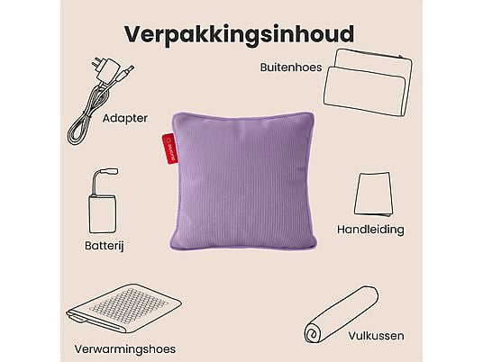 Coussin chauffant Auronic 45 x 45 cm - Rechargeable - 3 niveaux de chaleur - Infrarouge