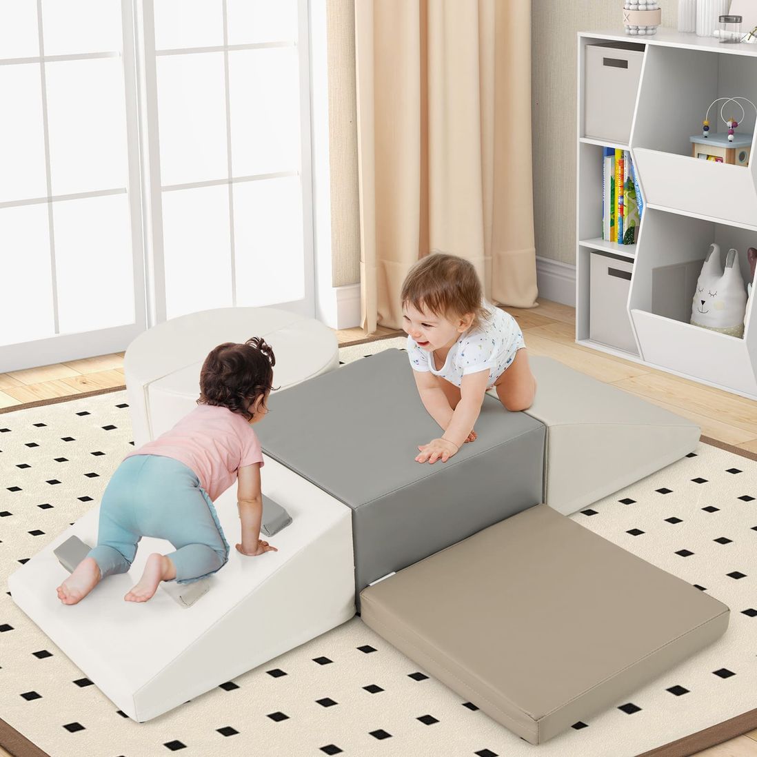 Coast 6-piece Foam Climbing Toy - 40×20×40 cm - White PU leather