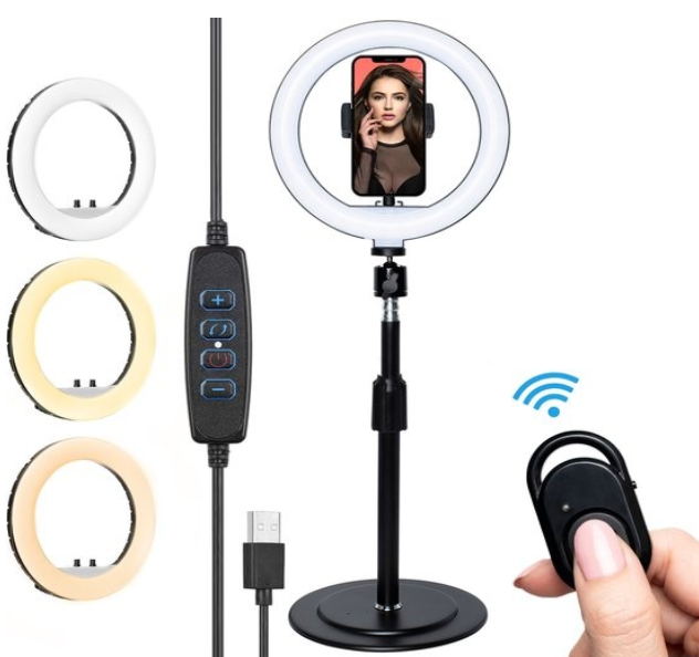 Ensemble de lampes annulaires - LURK® - LED de 8 pouces - Trépied réglable - Télécommande - Convient pour smartphone