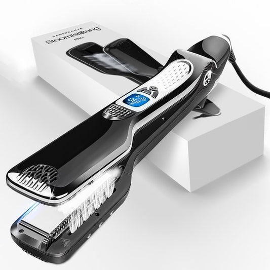 Sansbeauté® Steam Straightener - Lisseur à vapeur - Plaques larges - Lisseur professionnel - Lisseur à vapeur - Noir