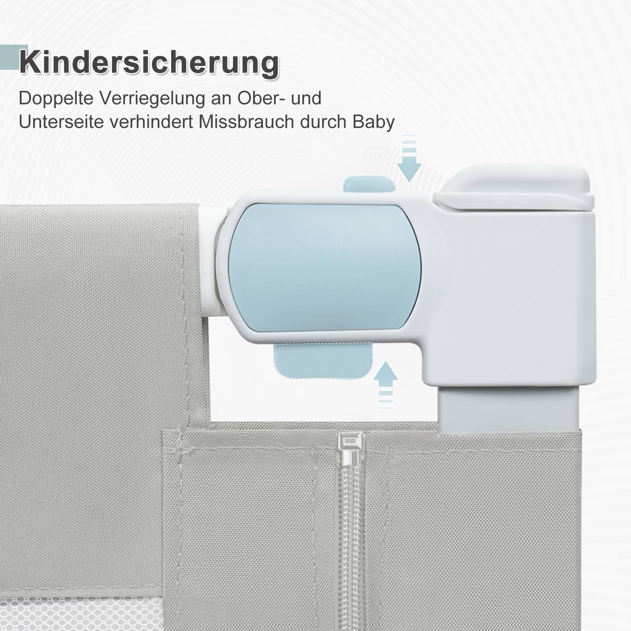 WOLTU Barre de lit - barre de lit enfant - bébé - tissu oxford métal - Gris clair