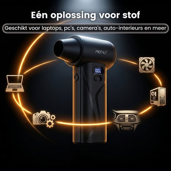 ProTrue® Air duster 110 000 tr/min - 4 vitesses - Dépoussiéreur sans fil - Air comprimé pour ordinateur - Turbo Fan Compressed Air - Souffleur à batterie