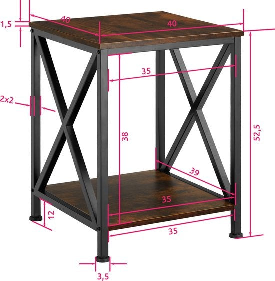 tectake® - Table d'appoint Carlton industrial dark - 404358