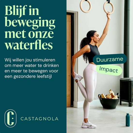 Bouteille d'eau Castagnola - Bouteille à boire en acier inoxydable 500 ML - Thermos en acier - Bouteilles à boire pour adultes - Double paroi - Bleu vert
