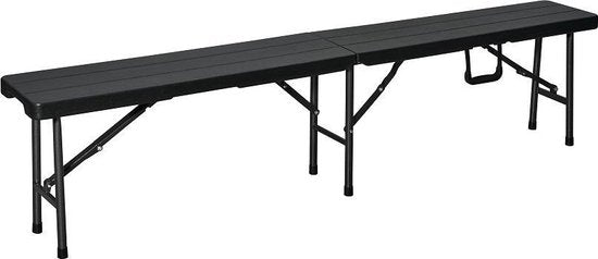 ERRO Banc pique-nique - Banc de jardin pliant - Aspect bois - Noir - 180cm