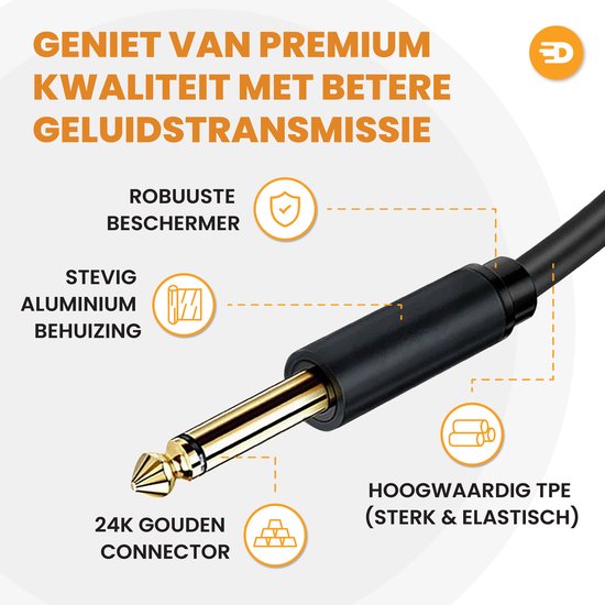 Drivv. Premium XLR Cable - XLR femelle vers jack 6,35 mm mâle - Jack stéréo - 2 mètres