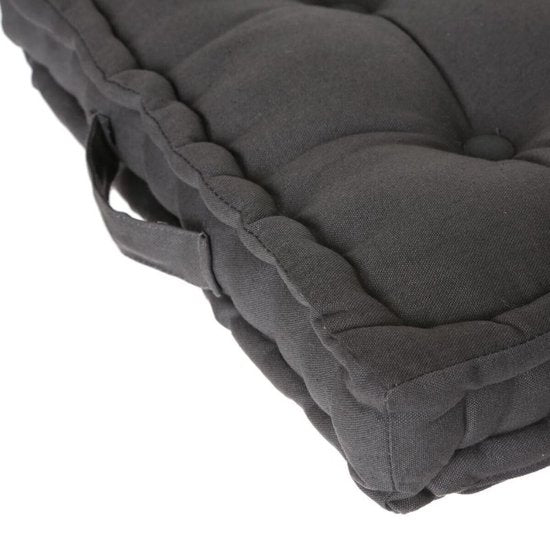 Coussin de sol Atmosphera Square - gris foncé - coton - 38,5 x 38,5 x 8 cm - carré - Extra épais