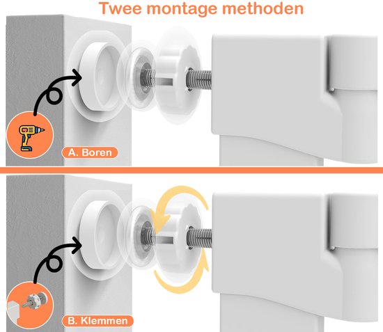 Barrière d'escalier sans perçage – 76 à 82 cm – Barrière de sécurité – Fixation par pinces – Barrière pour enfants – Barrière pour chiens – Blanc