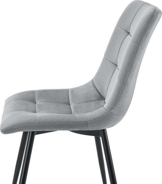 Chaises de salle à manger en acier Blanca - Lot de 2 - Gris clair - Velours
